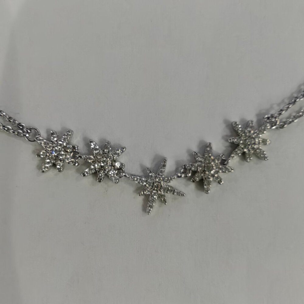 Elegant Silver Starburst Layered Necklace